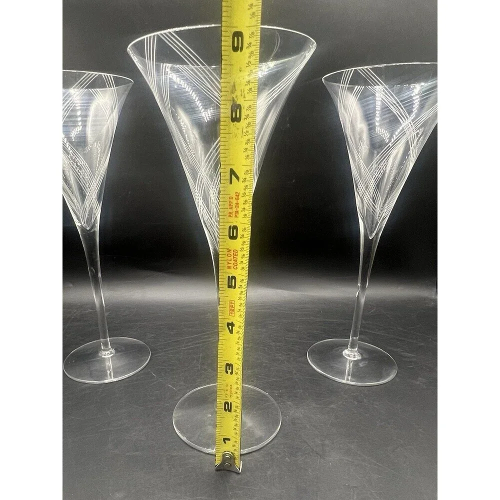 Fostoria Carmel Clear Wine Glasses Set of 3 Elegant Swirl Stem 9 1/8” Crystal